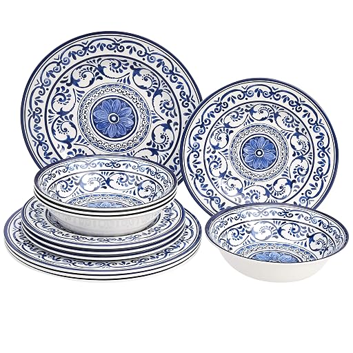 MockWares Basics 12-Piece Melamine Dinnerware Set