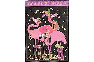Laissez Les Bon Temps Rouler Mardi Gras Flamingos Garden Flag