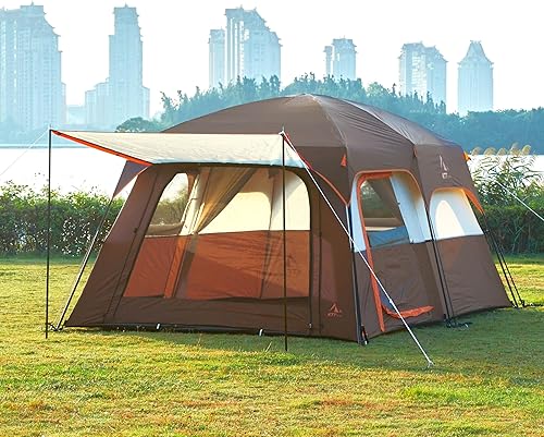 Miniatura 8 de KTT Extra Large Tent 6-10-12-14 Person(Style-B),Family Cabin Tents,2 Rooms,3 Doors and 3 Windows with Mesh,Straight Wall,Waterproof,Double Layer,Big