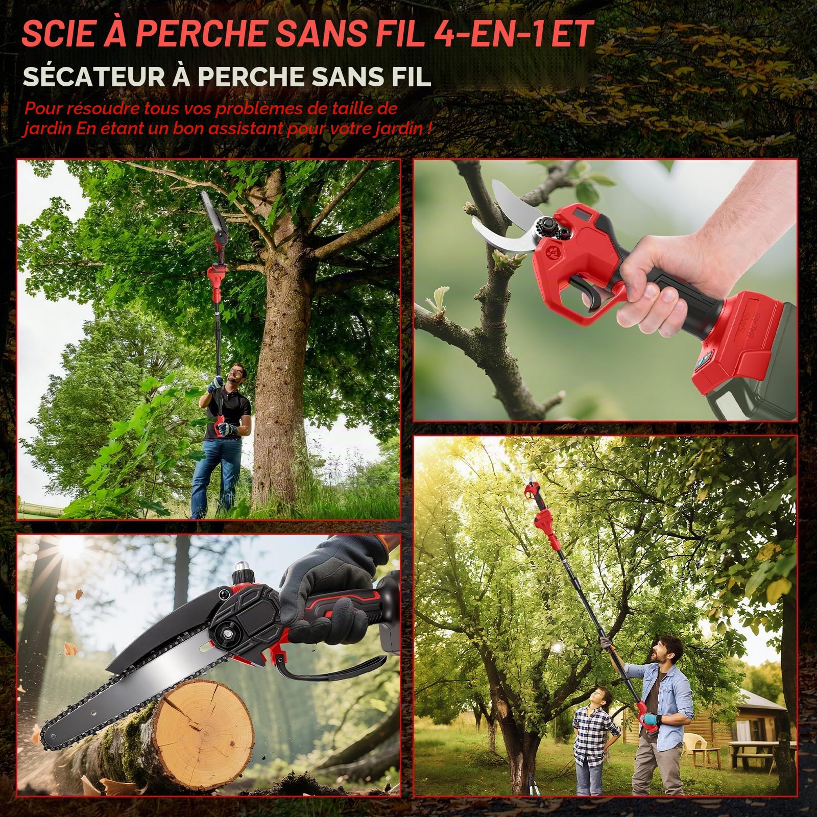Tronçonneuse & sécateur sans fil 4 en 1 pour Milwaukee 18V (sans batterie)