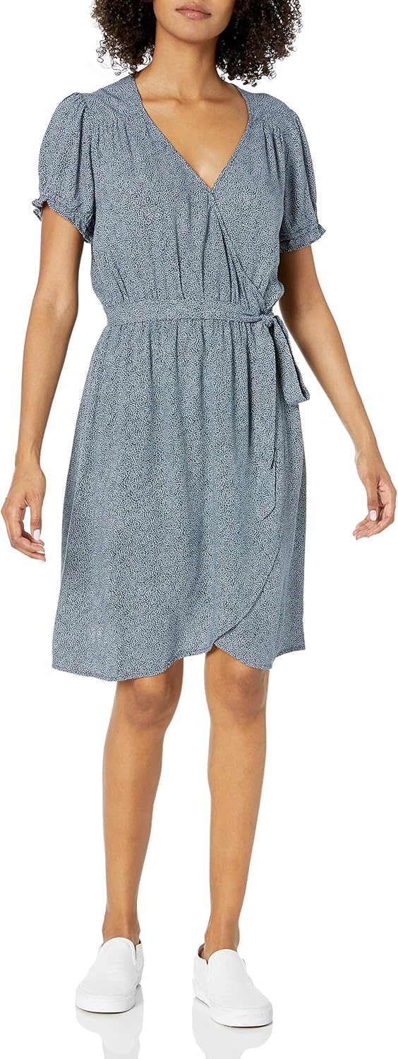 Amazon Brand - Goodthreads Women's Relaxed Fit Fluid Twill Faux Wrap Dress
