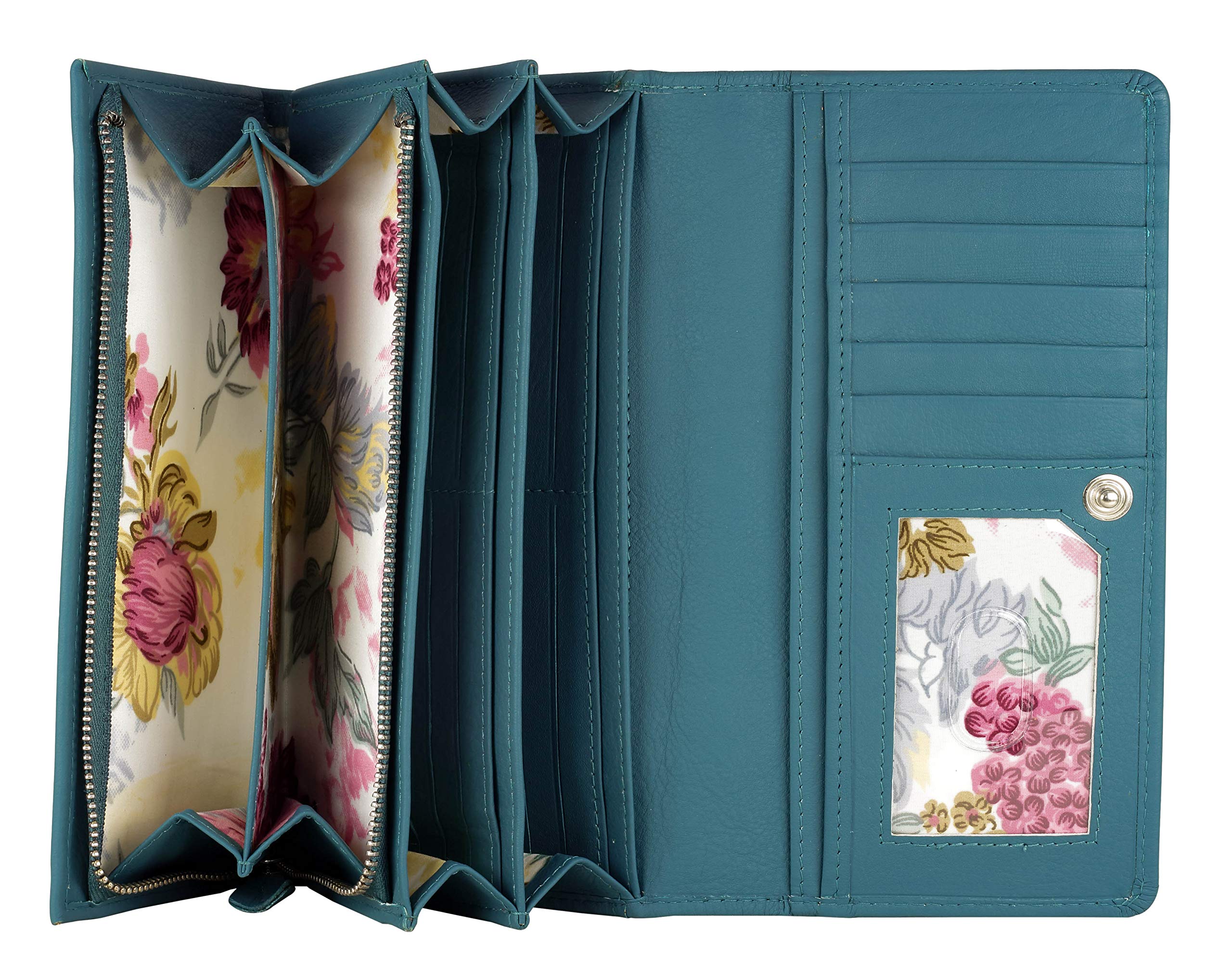 Mou Meraki Women RFID Blocking Genuine Leather Bifold Wallet-Clutch For Women-Shield Against Identity Theft