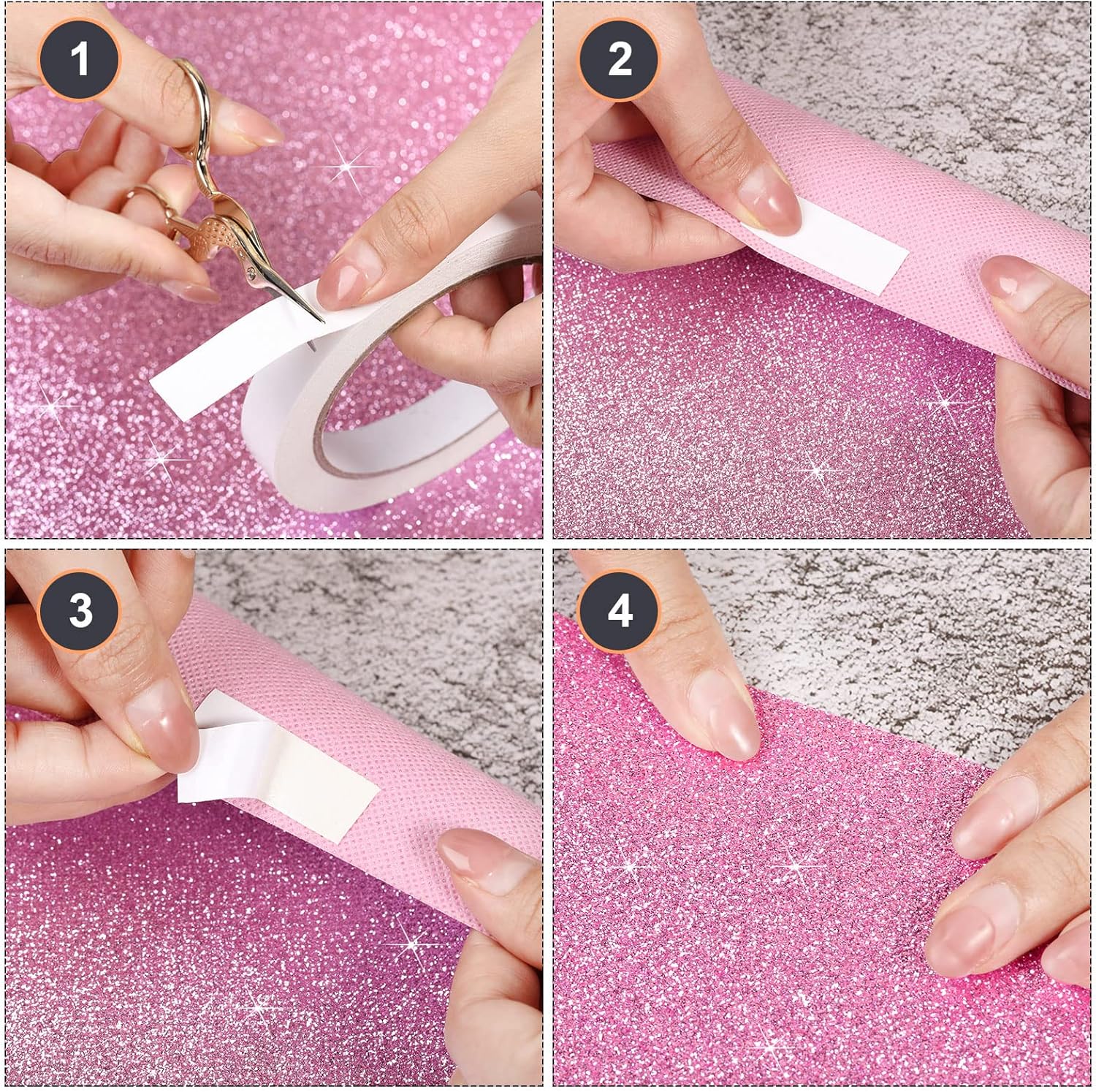 Tatuo Carpet Runner 2.46 x 16.4 Feet Runway Rug 55 GSM Thickness with Carpet Tape for Prom Graduation Wedding Outdoor Indoor Hallway Film Festival Party Rug(Glitter Pink)