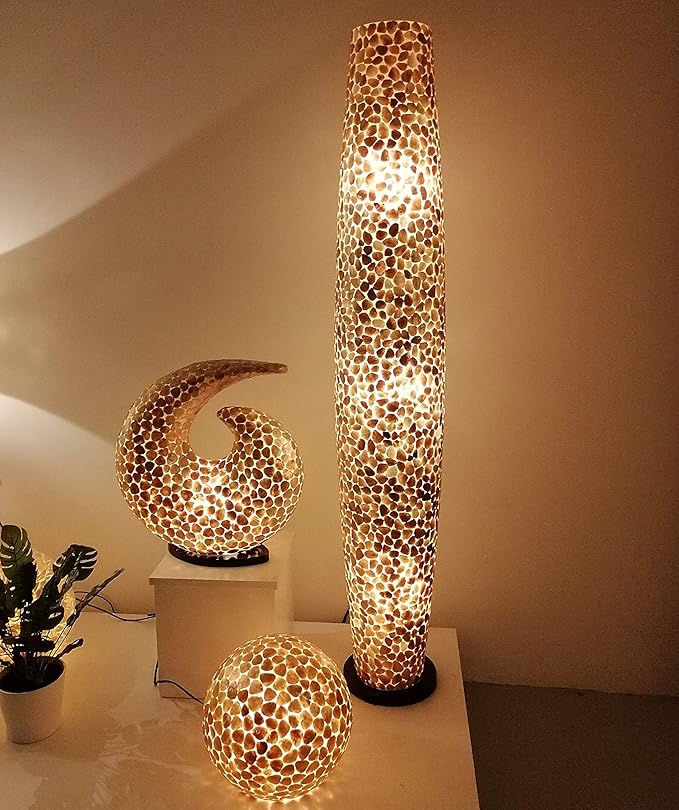 Design Vloerlamp handmade landelijke stijl verlichting woonkamer slaapkamer Decoratie Design Staande lamp Turtle apollo capiz schelp 150 cm