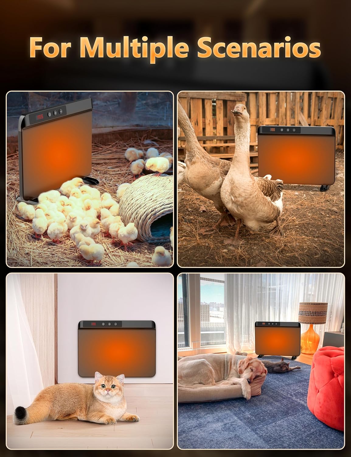 HOPOCO 200W Chicken Coop Heater Compatible with Timers & Temp Controllers