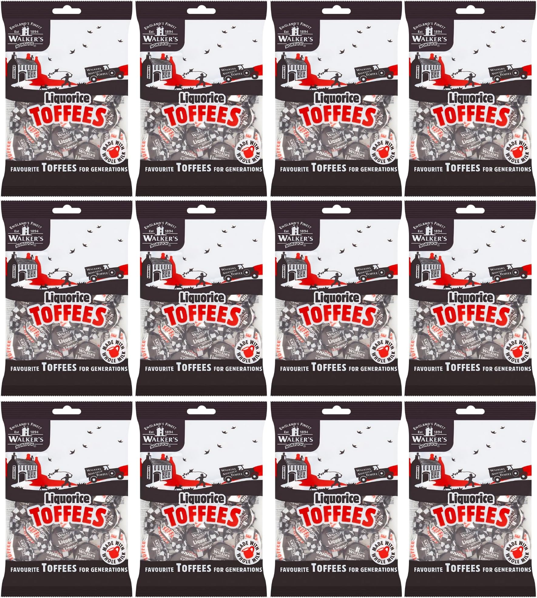 Walkers Liquorice Nonsuch Toffee - Case of 12 x 150g