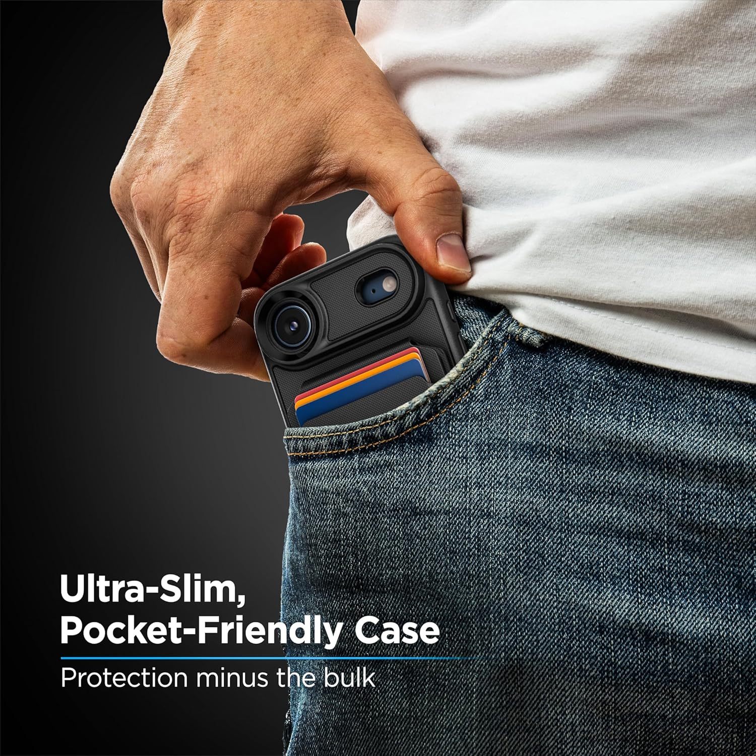 ENCASED for iPhone Air Wallet Case with Removable Magnetic Hinged Card Holder and Stand (Compatible with MagSafe) Black