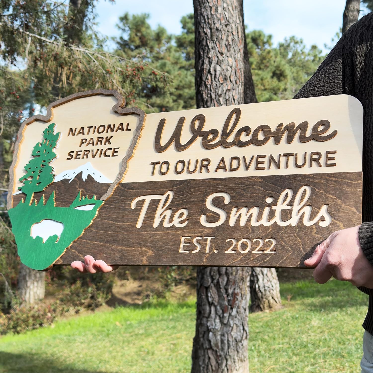 National Park Family Name Sign, Campers Personalized Welcome Sign, National Park Wedding Sign, Our Adventure, Hiker Gift