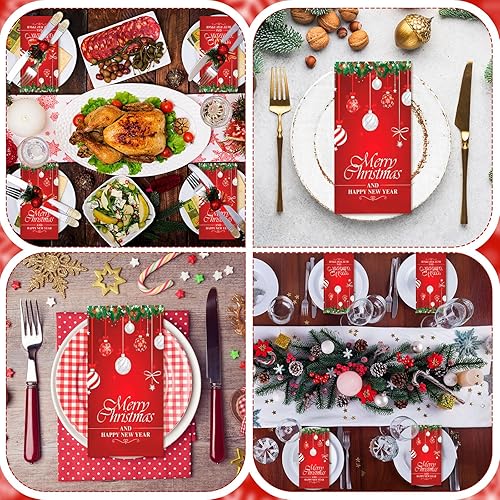 Miniatura 4 de Crtiin 200 servilletas de papel de Navidad para invitados, feliz Navidad, feliz año nuevo, desechables, servilletas de Navidad para baño, hotel,