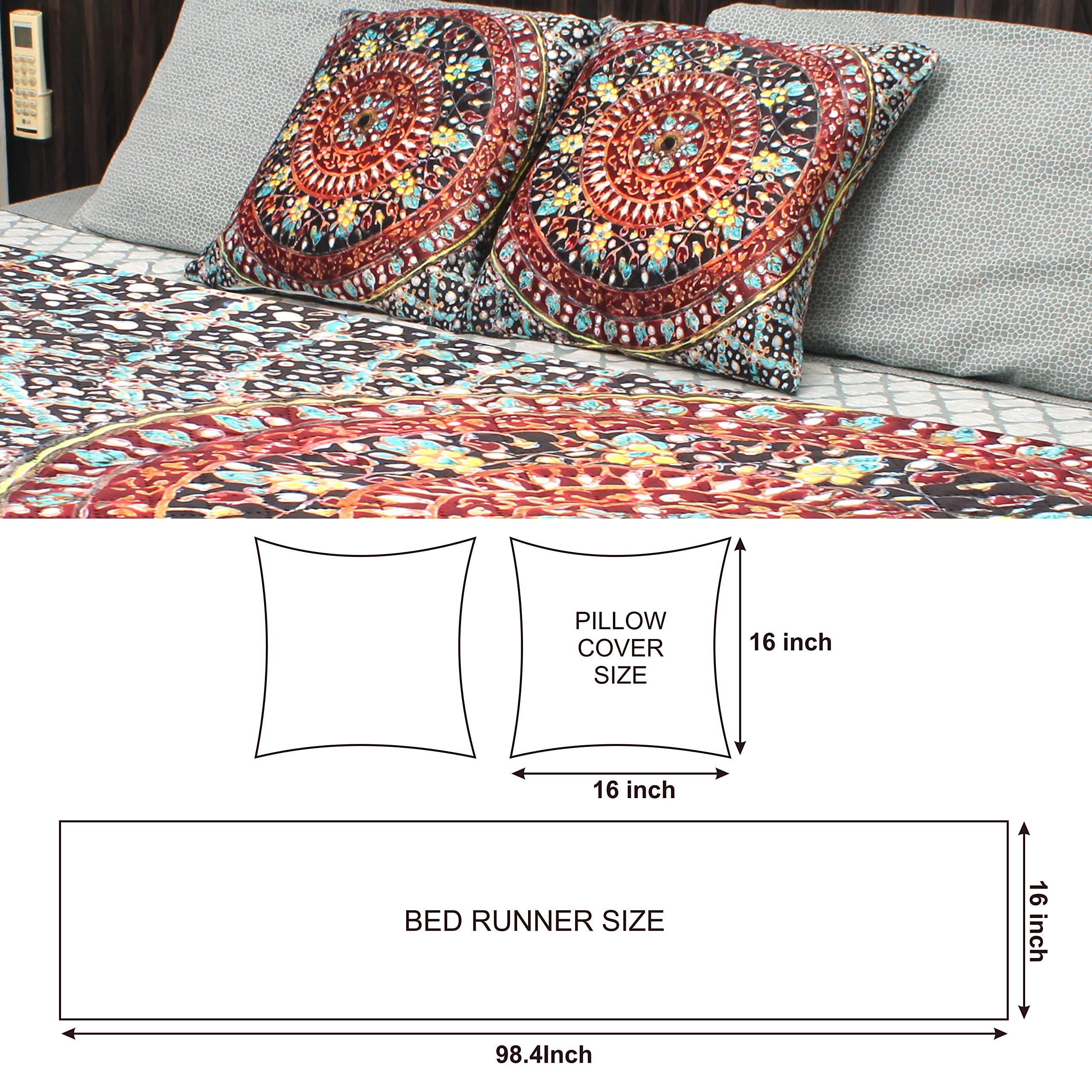 AAZEEM Exclusive Elegant Velvet Bed Runner Scarf Bed Decoration Design Bed Runner with 2 Cushion Covers -(16X98 Inches) 4