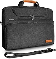 DOMISO 15.6 Inch Waterproof Laptop Messenger Bag for MacBook Pro 16, Dell XPS 15, Lenovo ThinkPad - Business Shoulder Briefcase with Adjustable Strap, Black