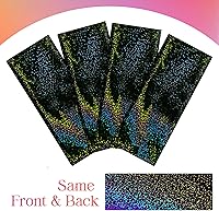 Vista 8 de 2 piezas de mantel holográfico negro con láser, mantel espacial de galaxia, mantel de 40 * 108 pulgadas con estrellas brillantes, mantel