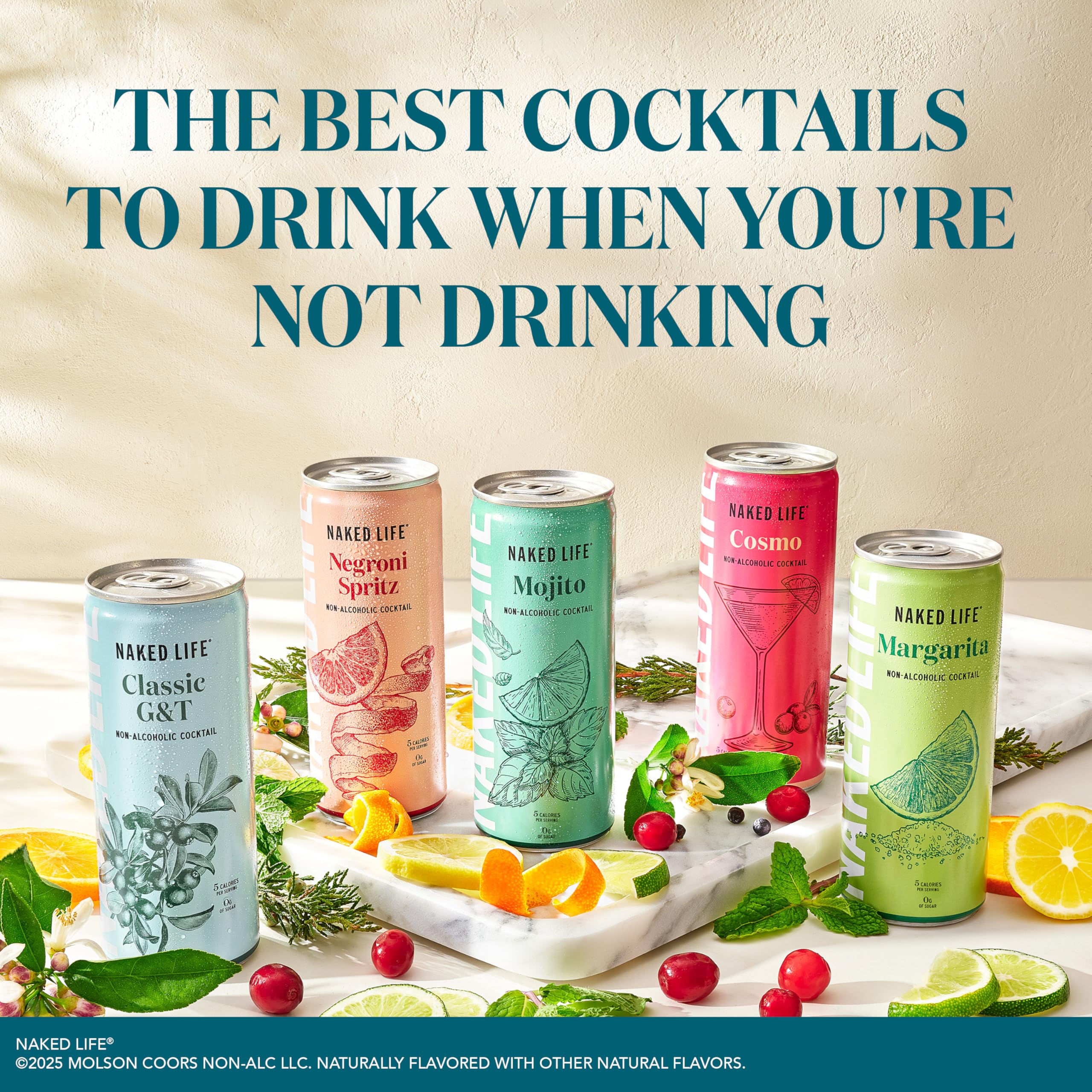 Naked Life Non-Alcoholic Drinks Classic G&T 8.4 Fl Oz Cans, Pack Of 4 + Negroni Spritz 8.4 Fl Oz Cans, Pack Of 4