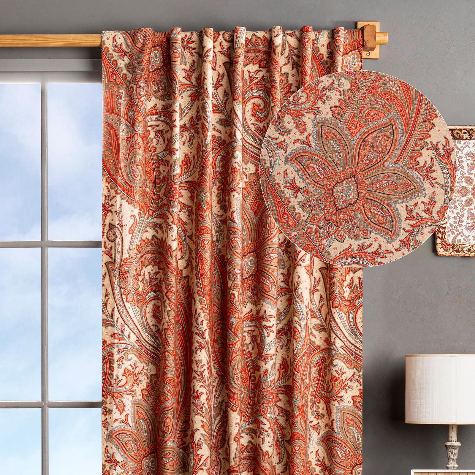 Maison d' Hermine Curtains for Living Room 100% Cotton 84 inch Length One Panel Light Filtering Curtains for Windows with Rod and Loop Pockets (