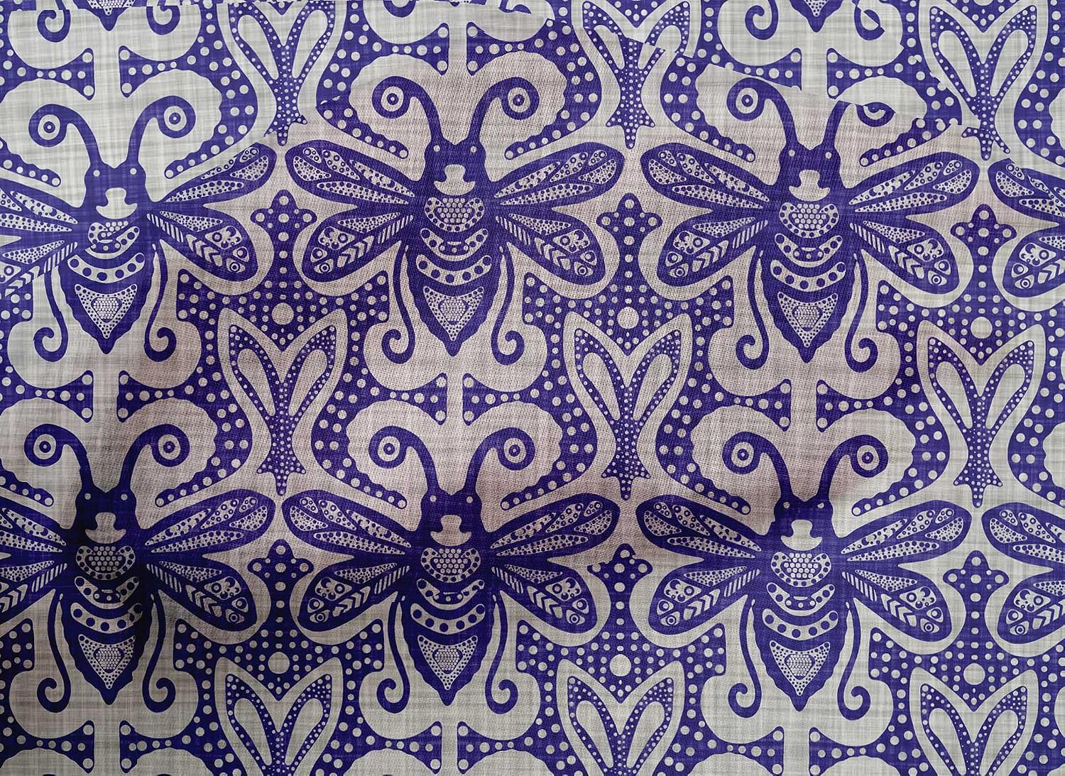 oneOone Cotton Cambric Dark Purple Fabric Wreath Personalized Name Sewing Fabric By The Yard Printed DIY Clothing Sewing Supplies 42 Inch Wide