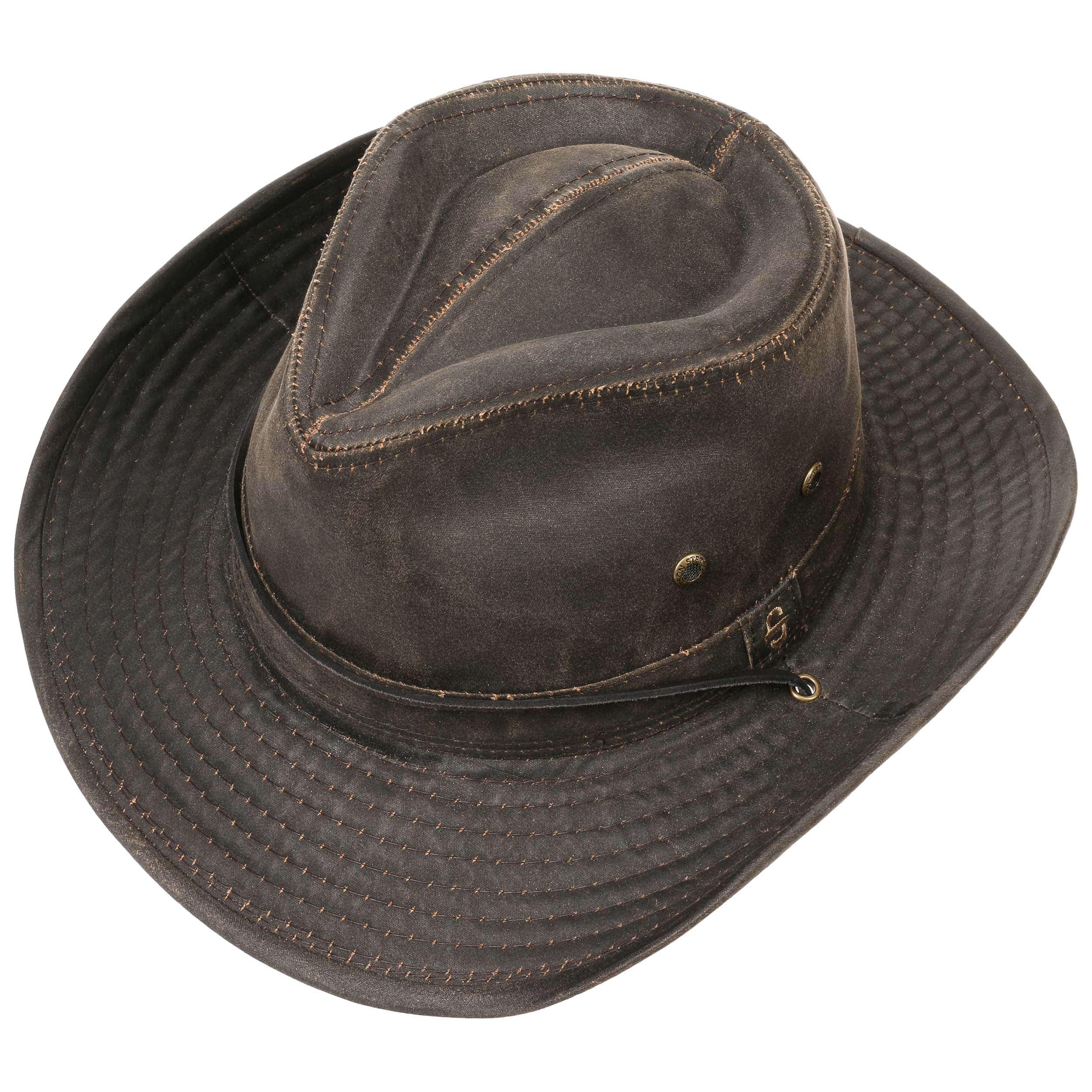 Stetson Diaz Outdoorhut Herren Westernhut mit Kinnband und biegbarem Rand Cowboyhut UV-Schutz 40+ Stoffhut Baumwolle Washed/Used Design Sommer Winter