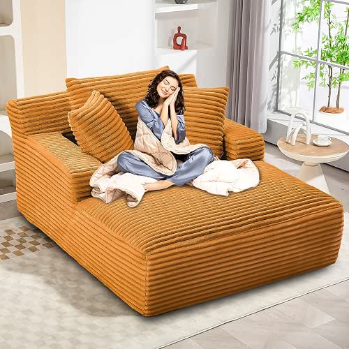 Oversized Chaise Lounge Chair Indoor, 50'' Comfy Corduroy Couch, Upholstered