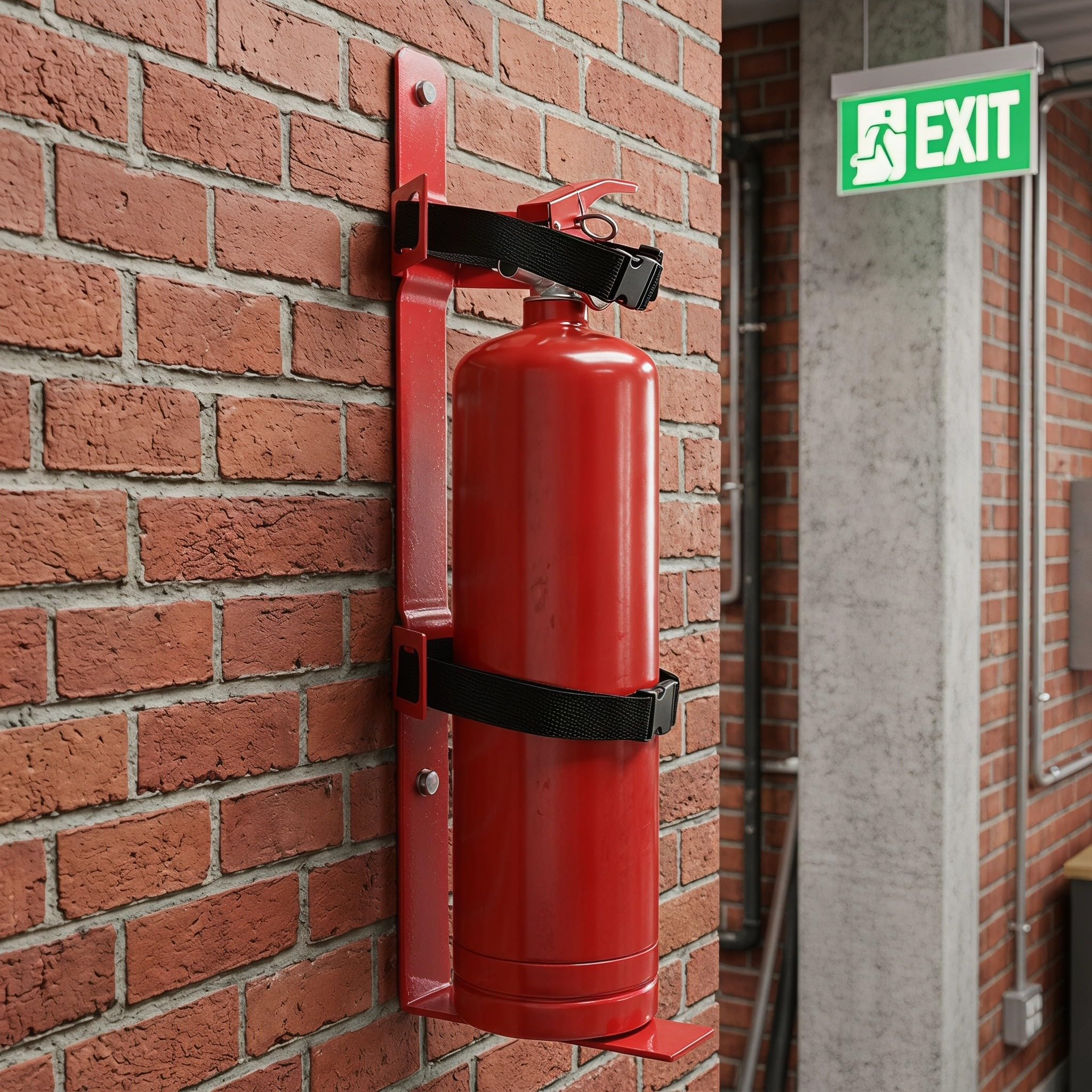 Operitacx Soporte de pared para extintor - Soporte metálico para extintor de 3 a 6 kg - Colgador resistente y que ahorra espacio para garaje, comercio, tienda y almacén.