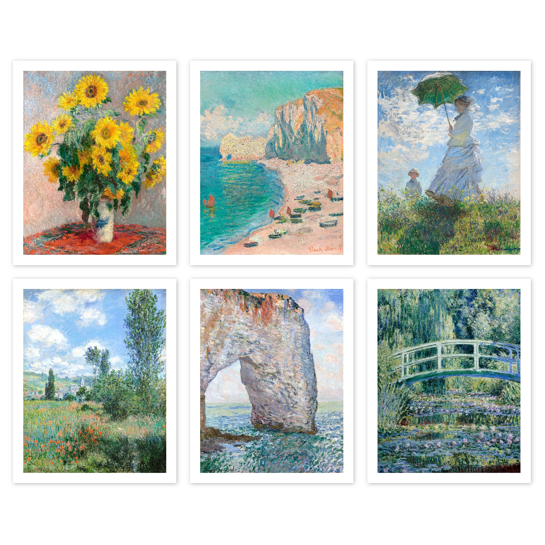 Amazon.com: Ink Inc. Impressionist Master Painters Monet Van Gogh Paintings  | Museum Wall Décor | Waterlilies Sunflowers Ocean | (Monet Paintings set  of 6 8\