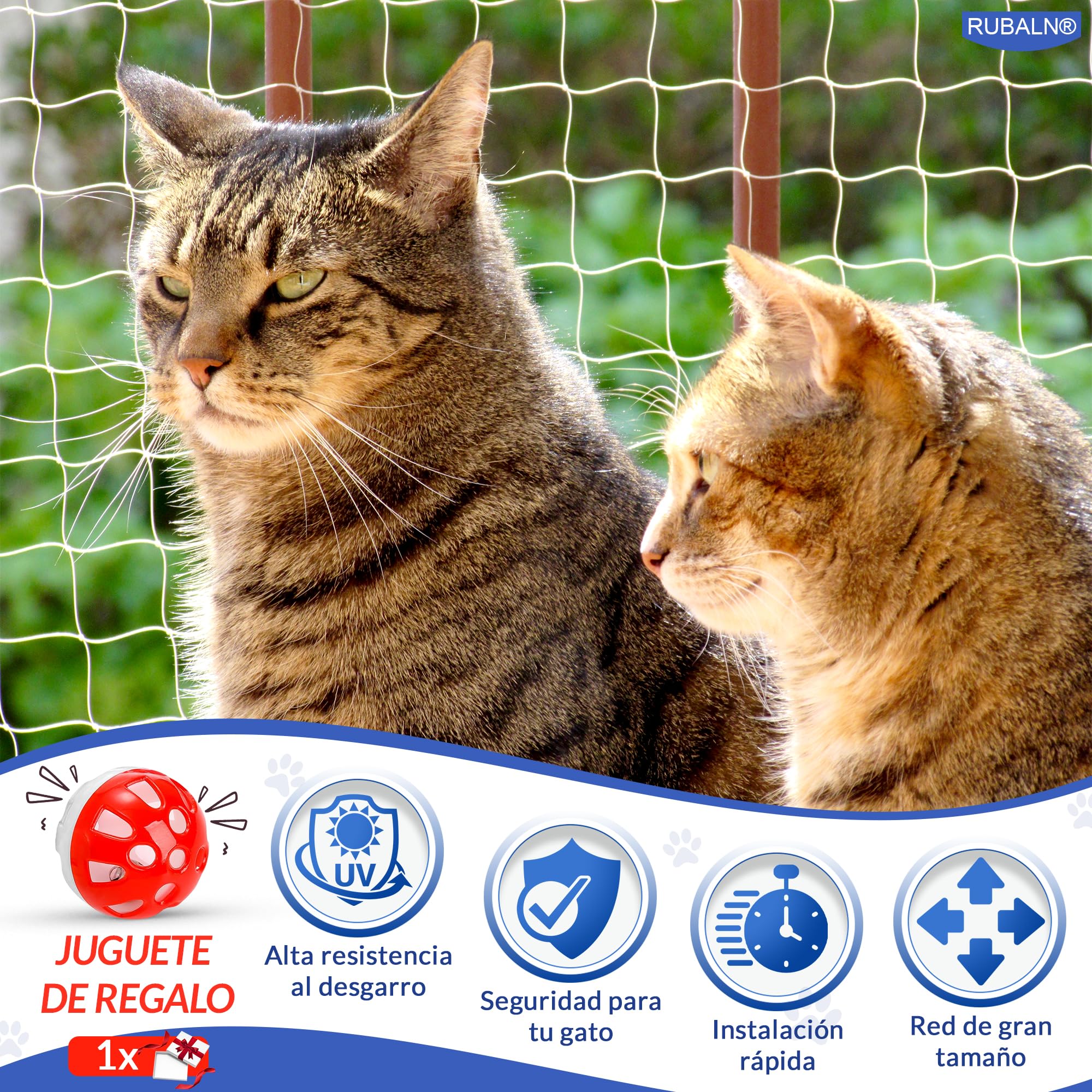 ️Red para Gatos Terraza-Red Gatos Ventanas Balcon-Malla para Gatos de Nylon Transparente-Red Gatos Terraza-Resistente+Kit instalación+Instrucciones de instalación+Juguete para Mascota (3x8)