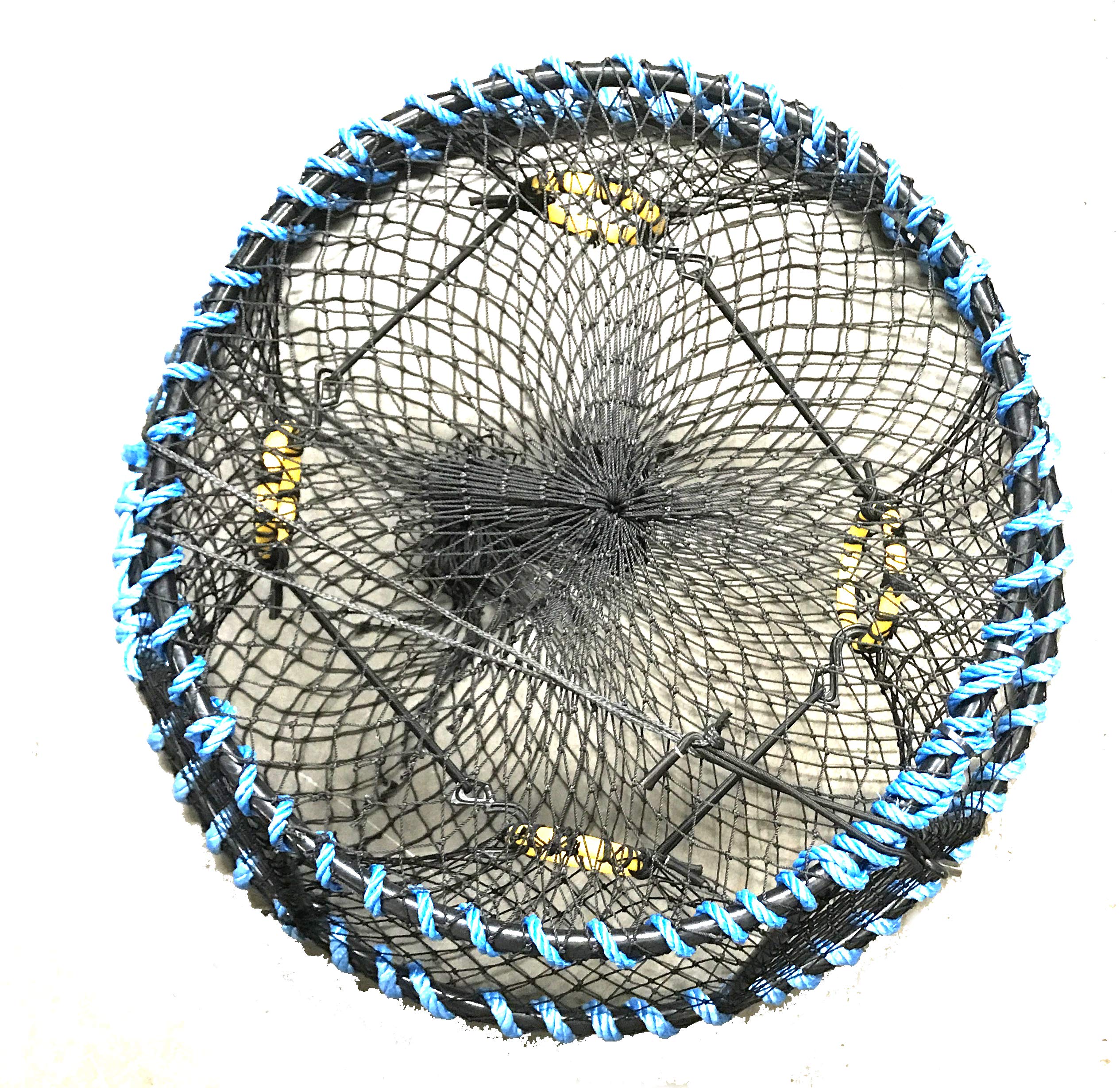 KUFA Sports Vinyl Coated Heavy Duty Tower Style Prawn Trap with 400' Rope, Yellow Float, Vented Bait Jar & Harness Combo (CT130+PAM15+HA5)