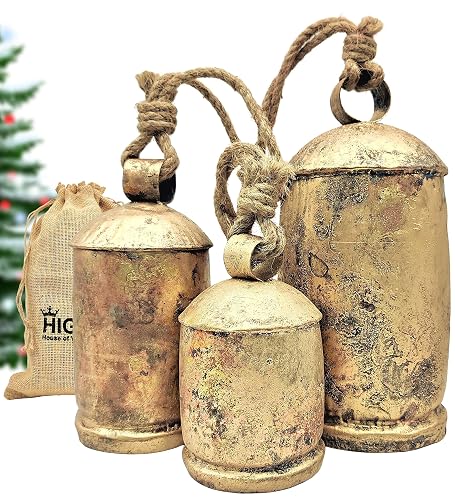 HIGHBIX Set of 3 Giant Harmony Cow Bells Huge Vintage