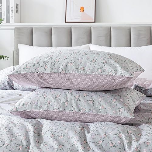 Miniatura 448 de HoneiLife - Juego de funda de edredón floral 100% algodón, 3 piezas, botánica, ropa de cama con cierre de cremallera y lazos en las esquinas