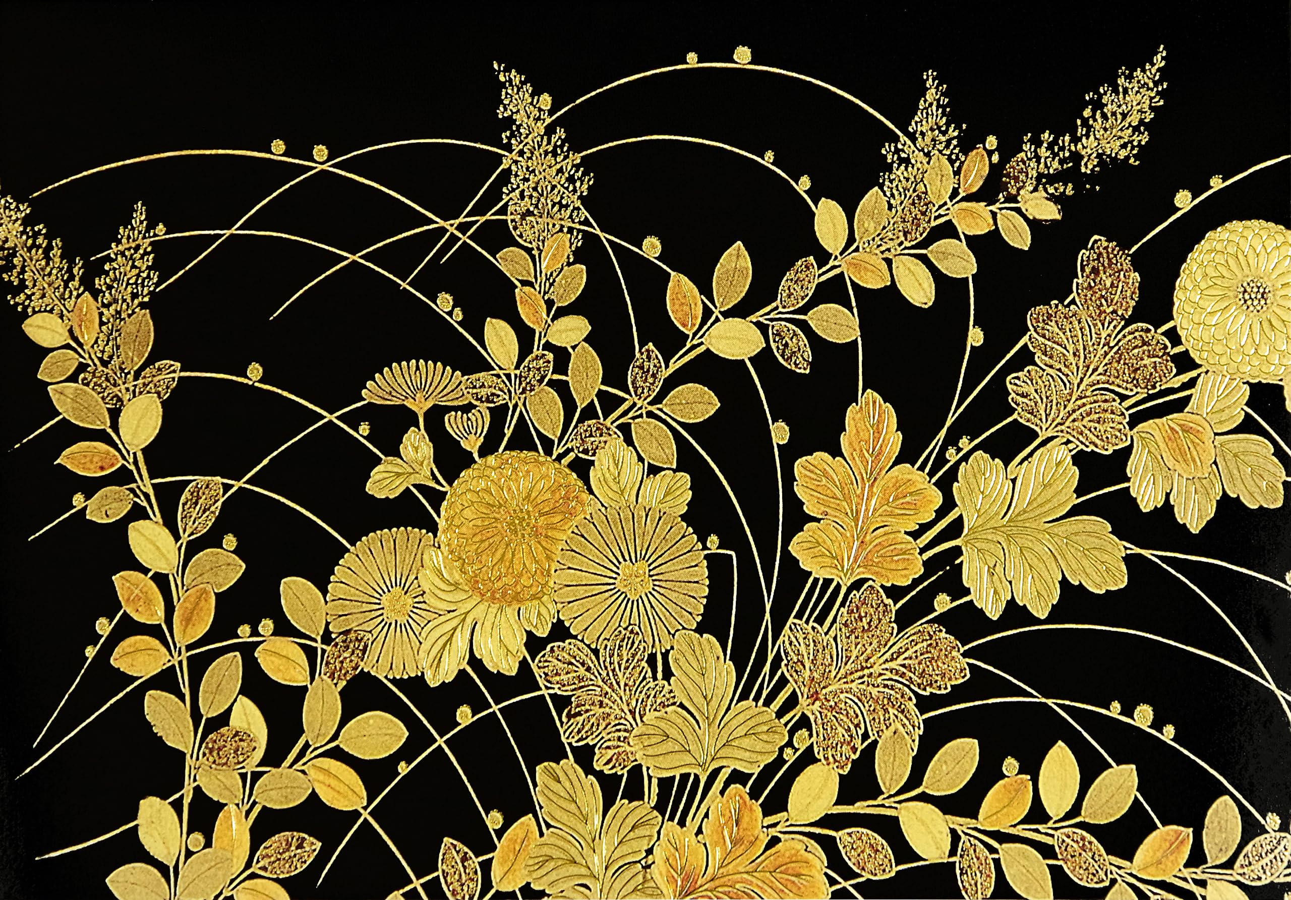 Autumn Grasses Note Cards (14 cards, 15 self-sealing envelopes), gold, 5 x 2.5 inch