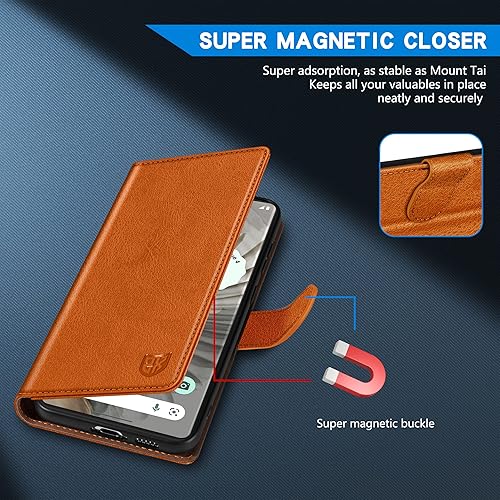 Miniatura 3 de ZZXX Funda tipo cartera para Google Pixel 7 Pro con bloqueo RFID, ranura para tarjetas, función atril, cierre magnético, funda protectora de cuero