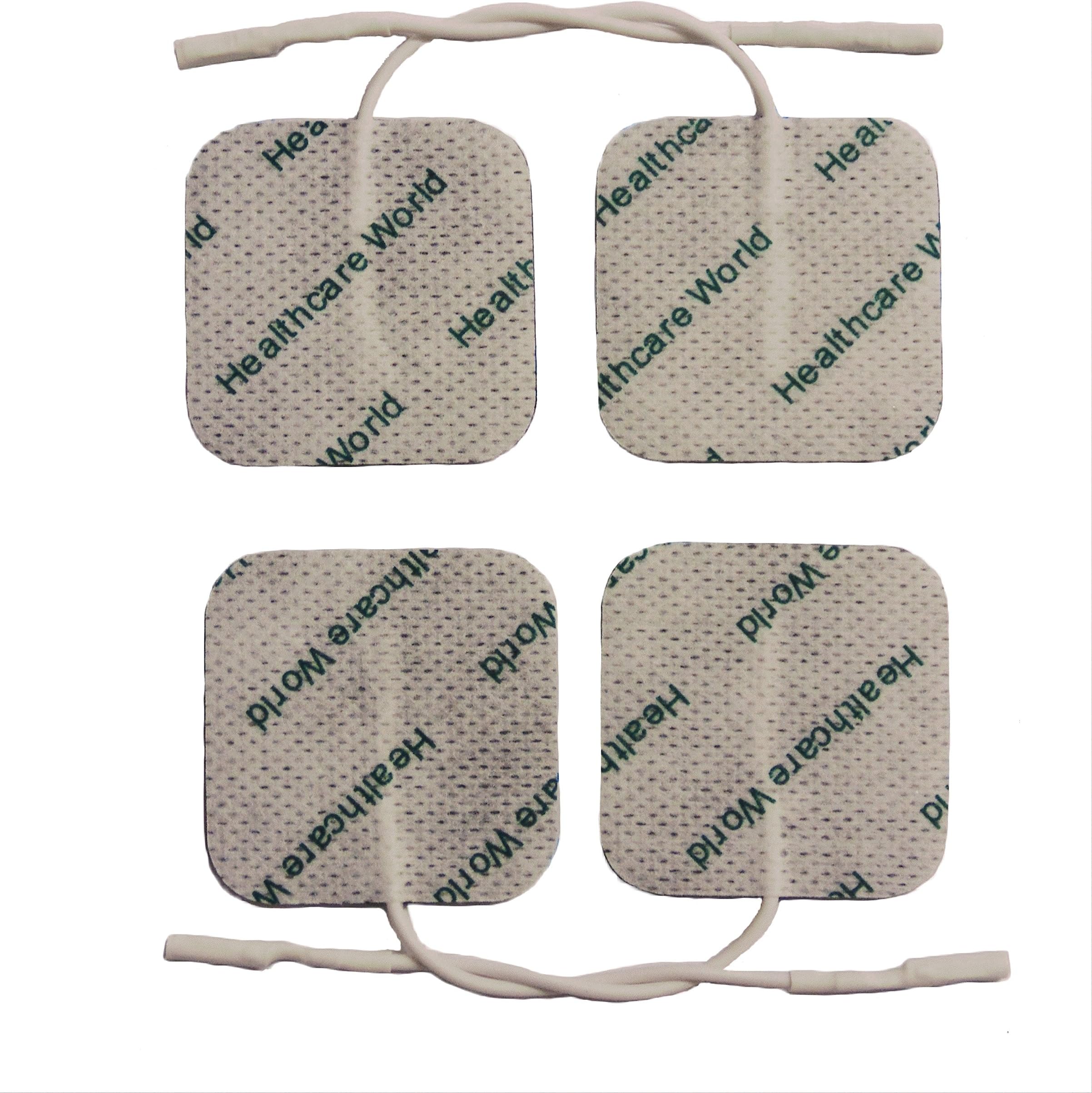 TENS Machine Electrode Pad Joint,muscle,Back Pain-relief Self-Adhesive Resuable Replacements 4x4 Perfectly Design For Electrothrepy pack of 4 comaptible with Beurer,Lloyds,Sanitas,Obi, Healthcareworld
