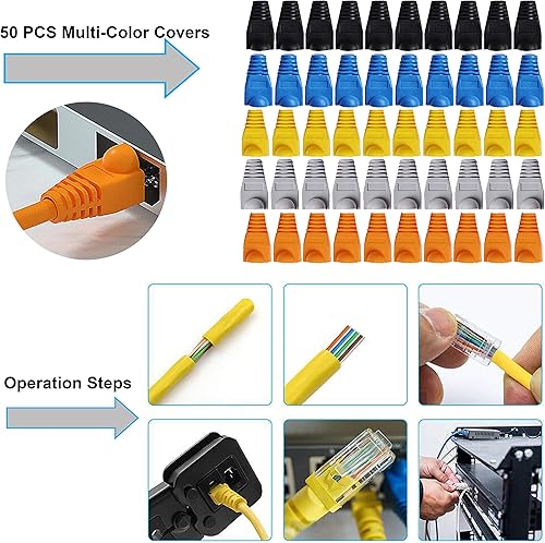 Miniatura 6 de TAIWAIN CAT6 - Juego de reparación de herramientas de crimpado de red CAT5 con conectores RJ45 para RJ11RJ12, kit de pelacables de crimpado de red