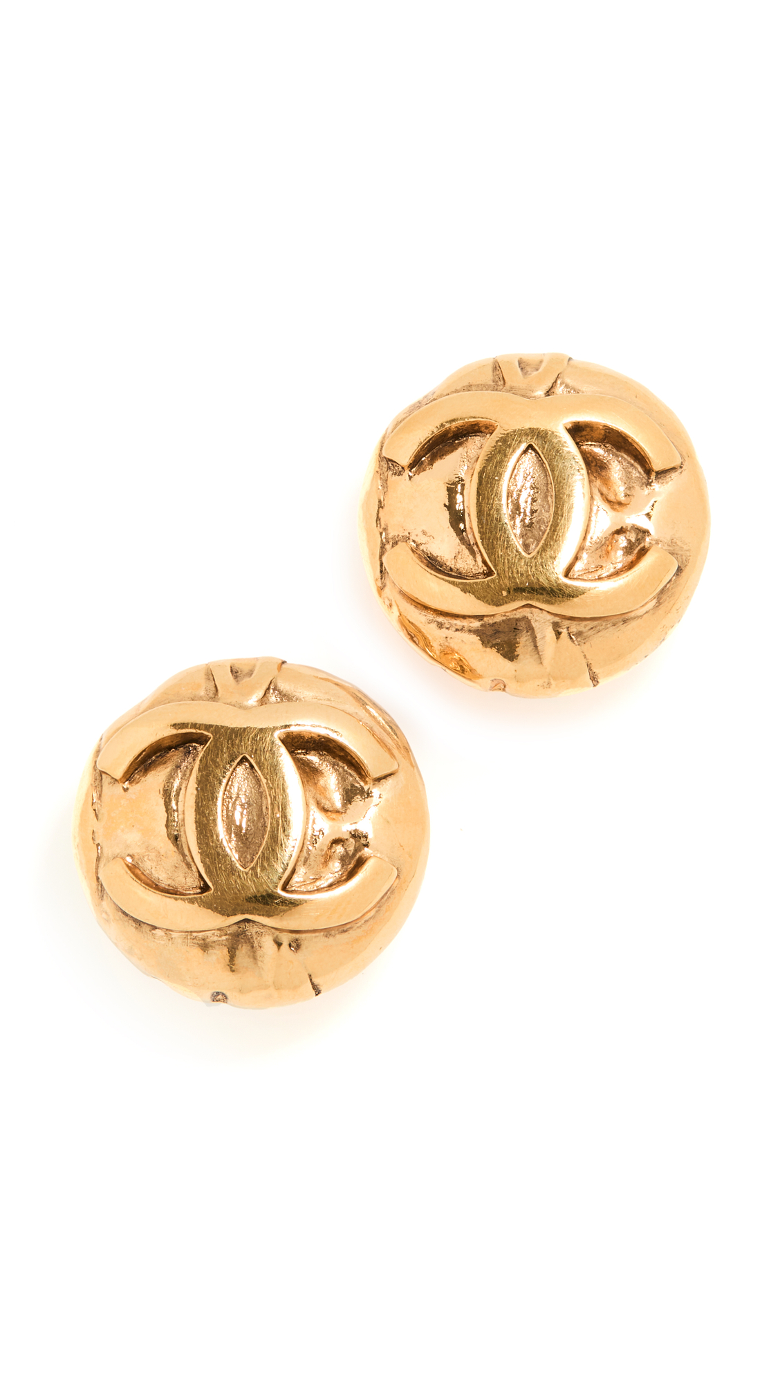 What Goes Around Comes Around Women's Pre-Loved Chanel CC Round Earrings, Gold, One Size