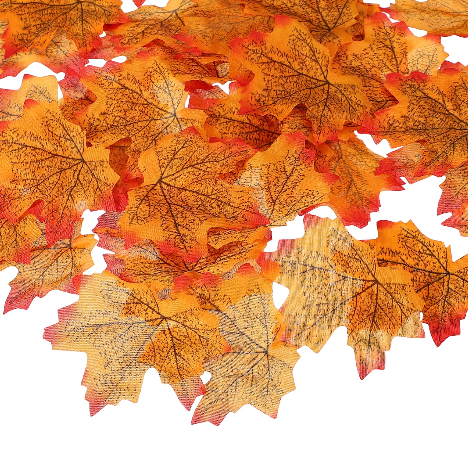 PATIKIL 400Pcs Fall Leaves 8.4cm Colored Mixed Fake Leaves Artificial Maple Leaf Decorations for Halloween Thanksgiving Day Wedding Party Craft Prop Holiday, Orange