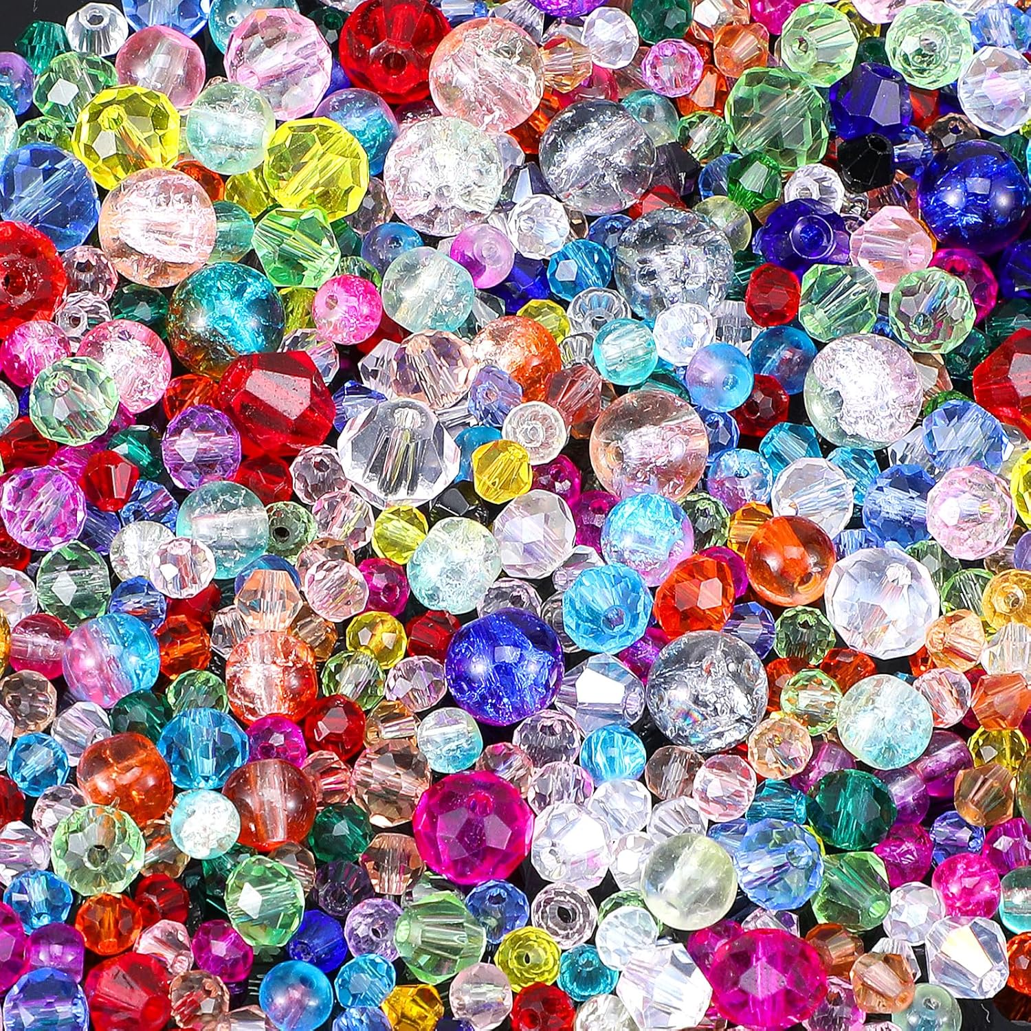 600 pcs Crystal Glass Beads Assorted Loose Sparkly Bead Supplies Colorful Rainbow Crystal Craft Beads Faceted Teardrop Rondelle Briolette for Jewelry Making DIY Necklace Wristband Earring Kit - Image 8