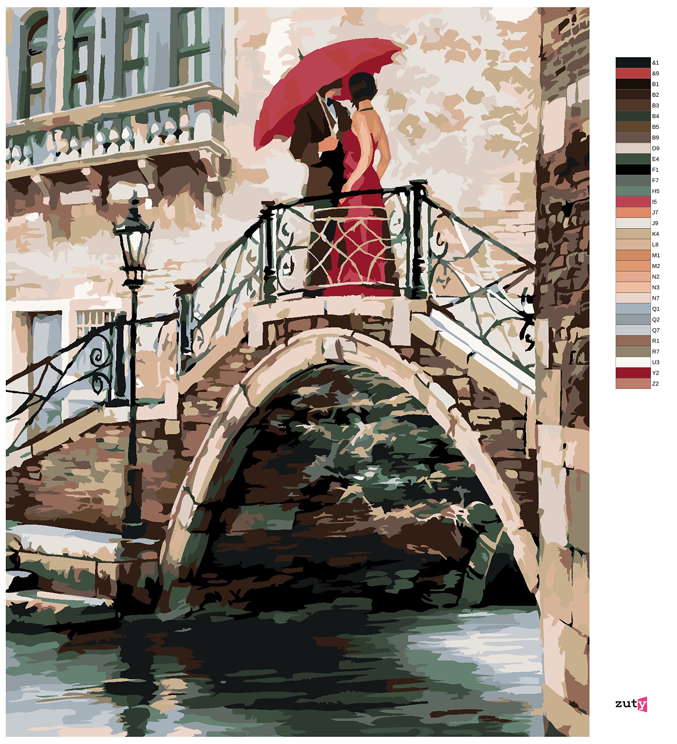 Malowanie według liczb - para na mostku w Wenedii (RICHARD MACNEIL) 80 x 100 cm z blejtramem (już napięty)