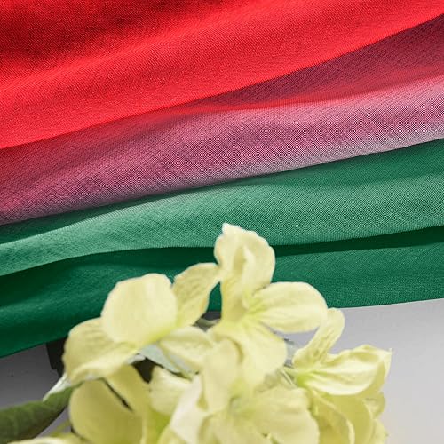 Miniatura 4 de KOUFALL Cortinas de Navidad de 63 pulgadas de largo, cortinas de ventana de Navidad rojas y verdes, transparentes para sala de estar, juego de 2