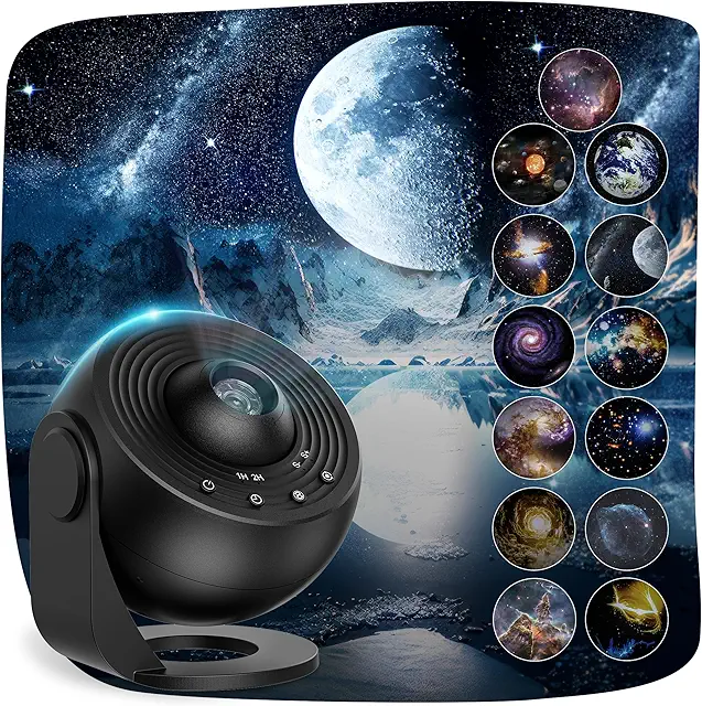 Macchiatto Pro Starry Sky Galaxy Lamp Projector with 13 Movie Discs & 360° Rotation
