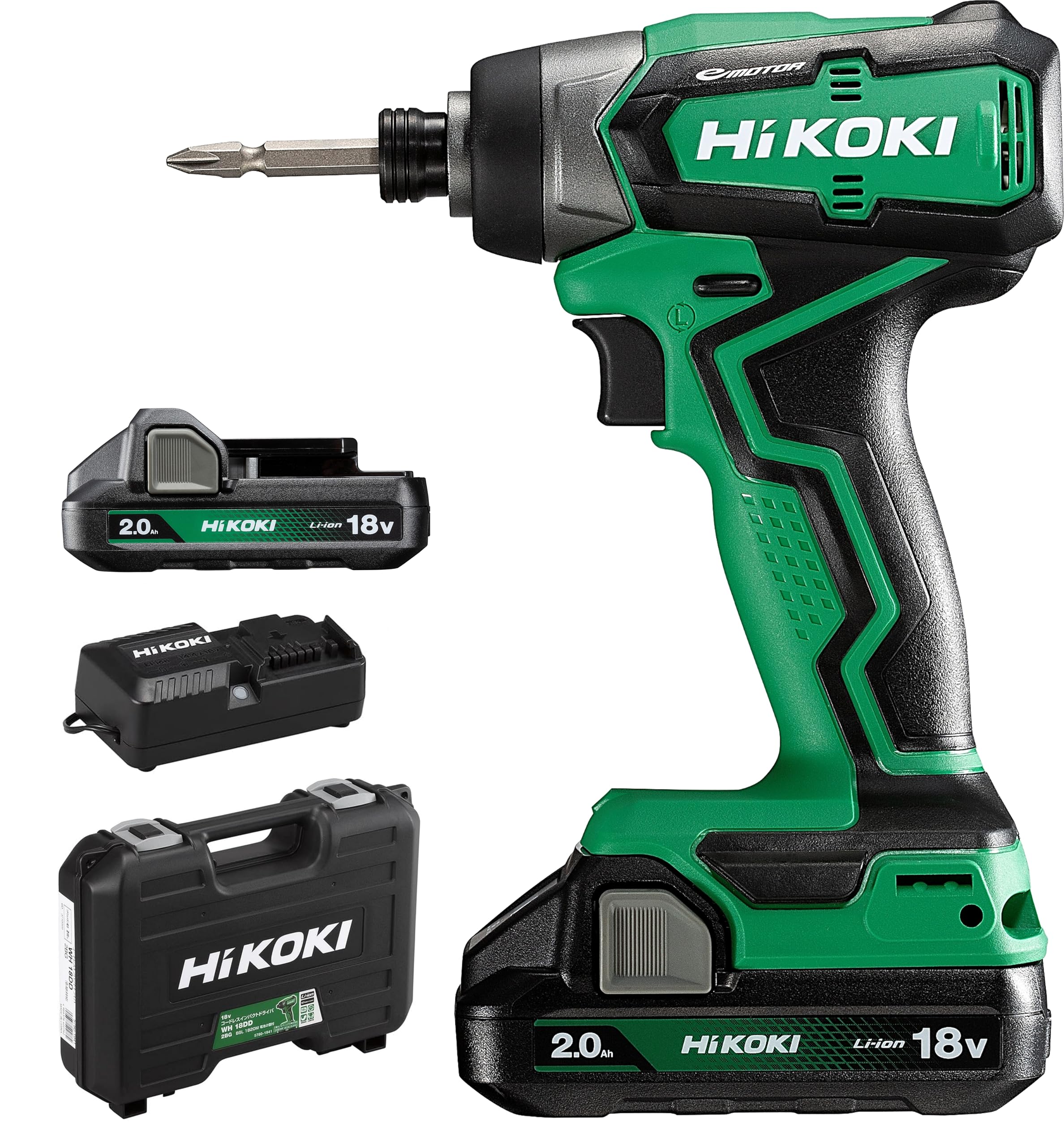 【Amazon.co.jp限定】HiKOKI(ハイコーキ) 18V インパクトドライバー WH18DD 初回修理保証 2.0Ahバッテリー2個、充電器、ケース付 電動ドライバー WH18DD(2BG)商品画像