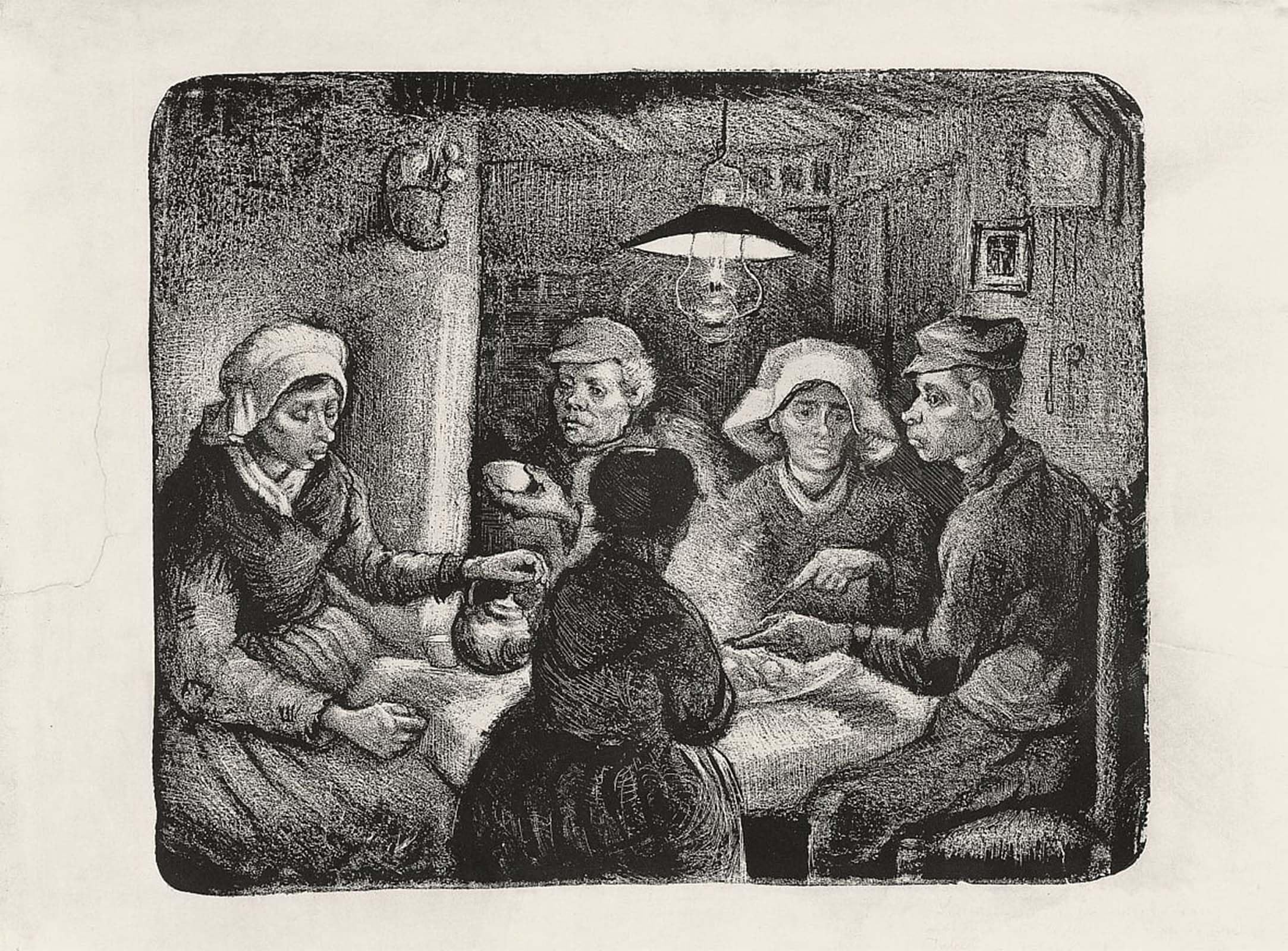RZHRHJES Famous Painting Poster Art Canvas Print Retro Picture the Potato Eaters Poster Wall Art for Office Decor 60x90cm