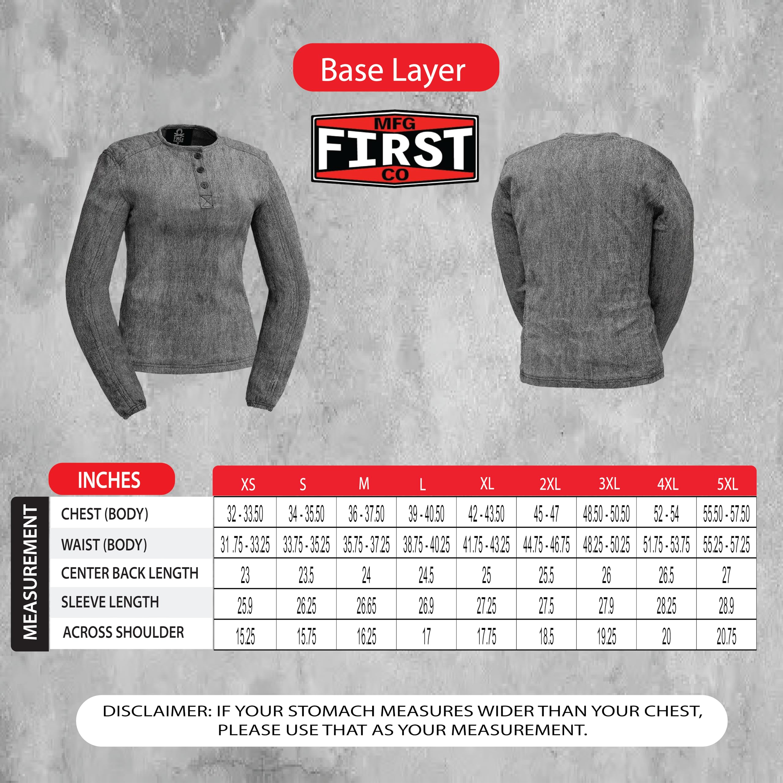 First Mfg Co - FMCo Womens Base Layer Biker Riding Shirt - GatorSkin Fabric - Grey - Large