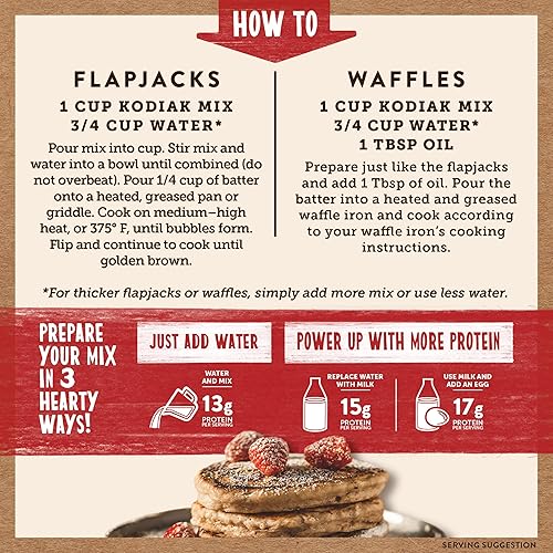 Vista 20 de Kodiak Cakes Protein Pancake Power Cakes, mezcla para hornear flapjack y waffle, chocolate negro, 18 onzas (paquete de 6)