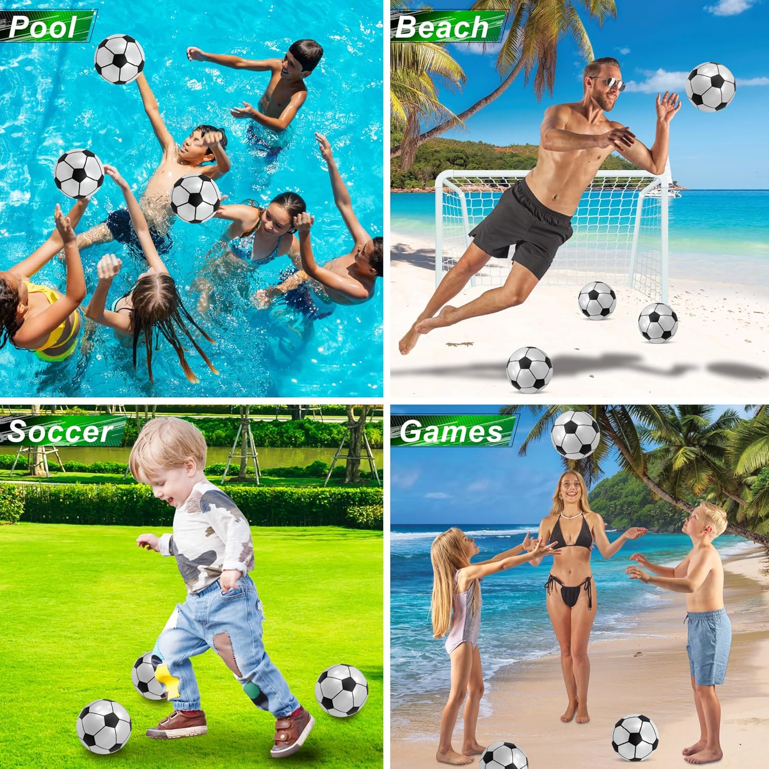 POZA Inflatable Beach Balls - Elegant Glitter Confetti Premium Floaters, Heavy Duty Vinyl Floatation Pool Toys for Pool Beach Party, UV Resistant Pool Décor