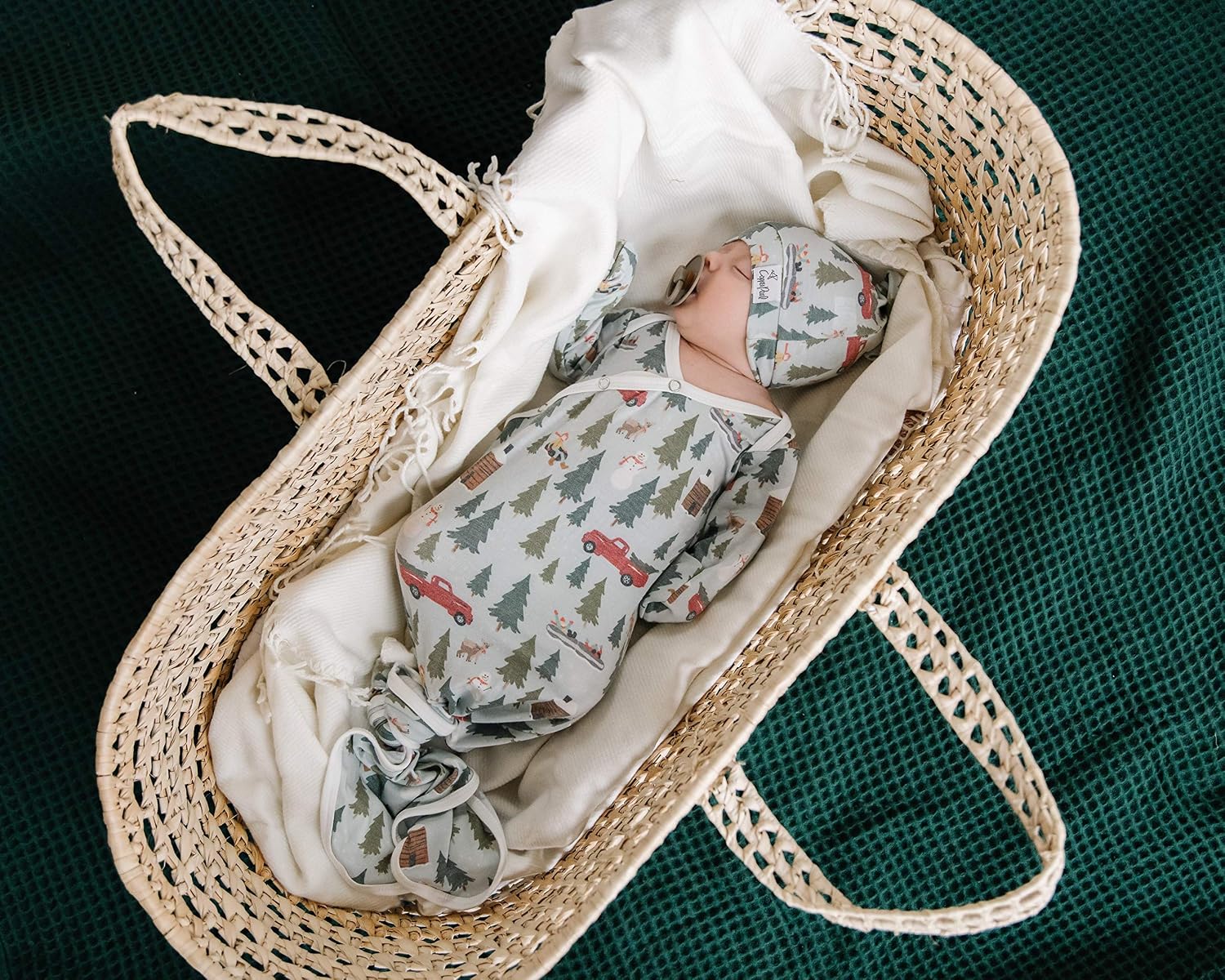 Copper Pearl Baby Gown - Knotted Newborn Sleepers for Baby Boy and Girl, Soft Stretchy Long Sleeve Infant Gowns with Bottom Tie and Hand Mittens, Perfect Hospital Coming Home Outfit (Kringle)