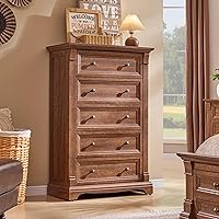 Vista 12 de Cómoda estilo granja de 6 cajones para dormitorio, cómodas y cajoneras grandes de 54" de ancho con columna romana, soporte de TV de madera