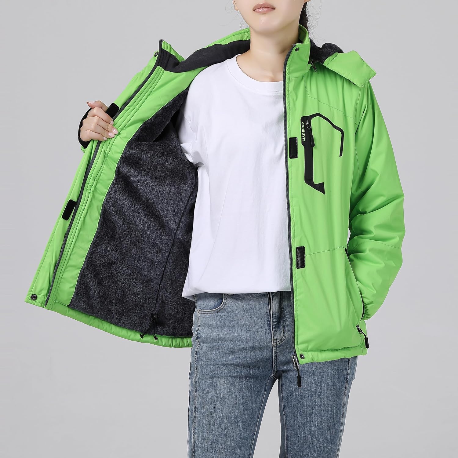 Women's Mountain Waterproof Ski Jacket with Detachable Hood - Windproof Winter Coat for Snow and Rain