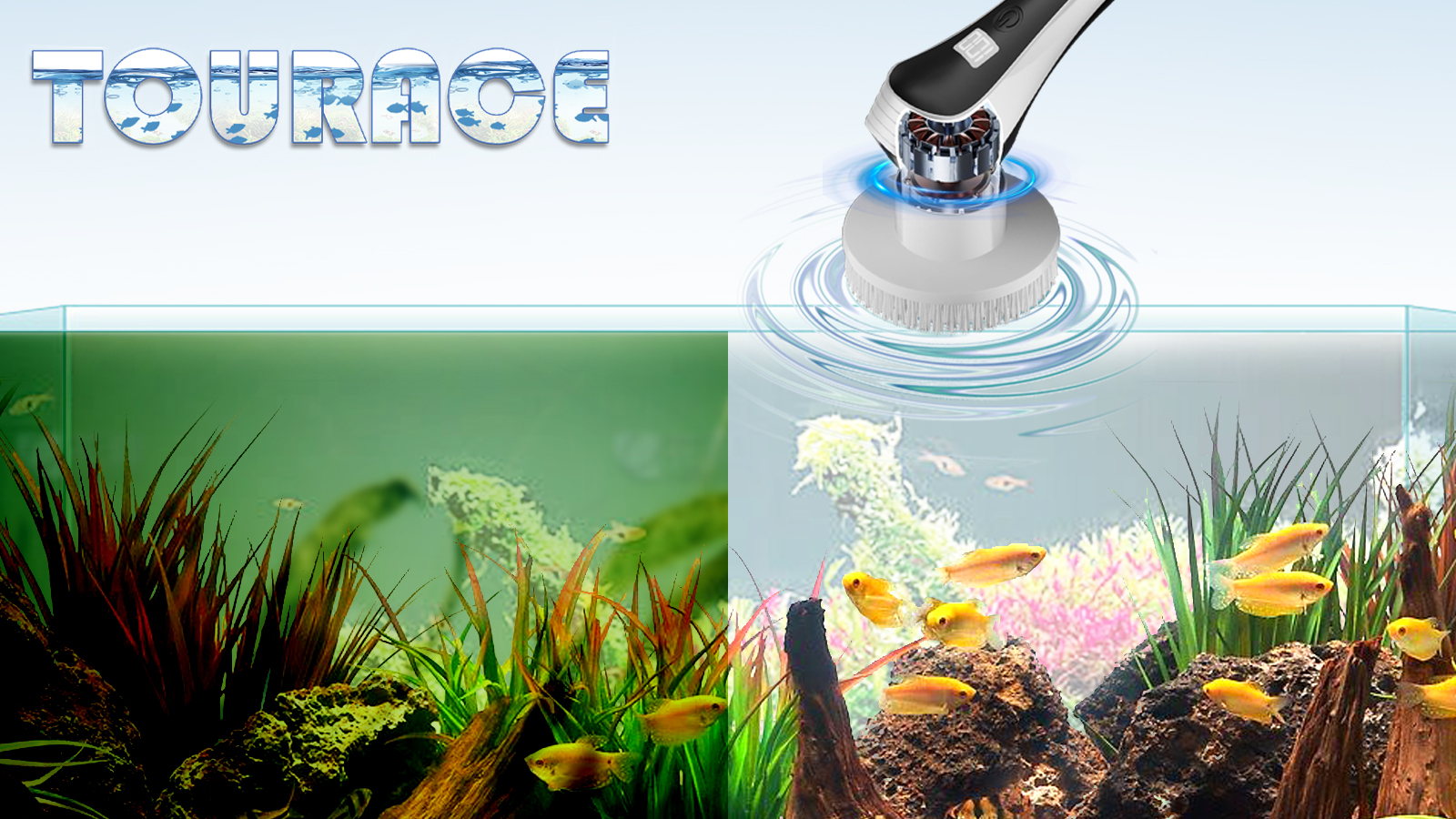 Electric Fish Tank Cleaner, Aquarium Spin Cleaning Brush, IPX8 Waterproof Aquarium Gravel Cleaner & Water Changer, Aquarium Clean Spin Scrubber & Algae Scraper Tools Kit with Adjustable Handle : Pet