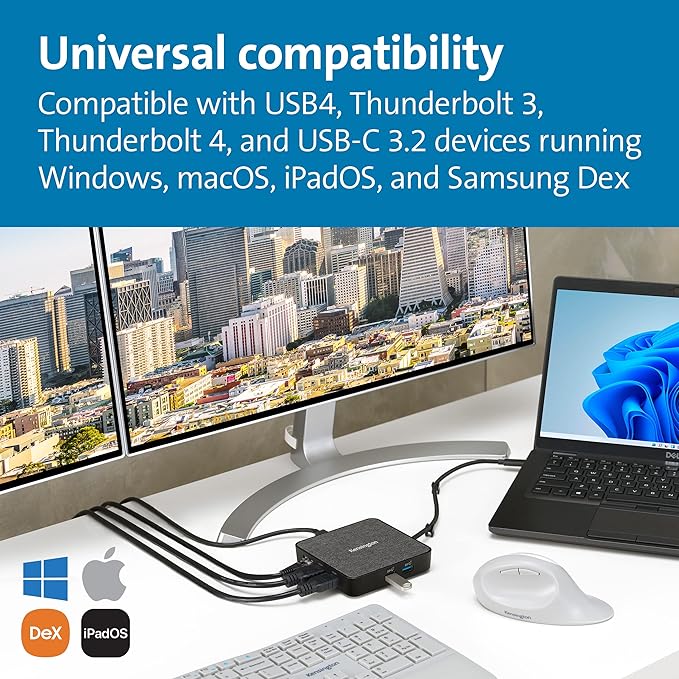 Kensington MD120U4 Hub USB4, Dual 4K 120Hz, 8K 60Hz, 100W, Ethernet 2.5Gbps miniatura 4