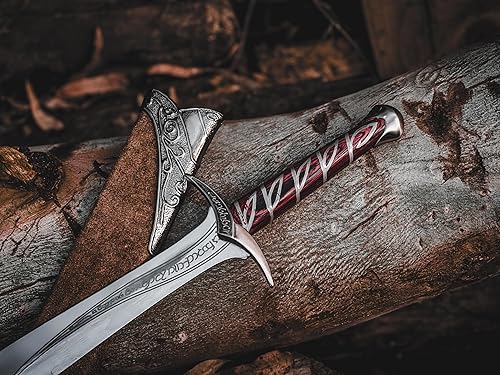 "Daga inspirada en elfos hecha a mano con placa de exhibición y funda de cuero" Fantasía, espada de cosplay, la mejor espada para coleccionistas