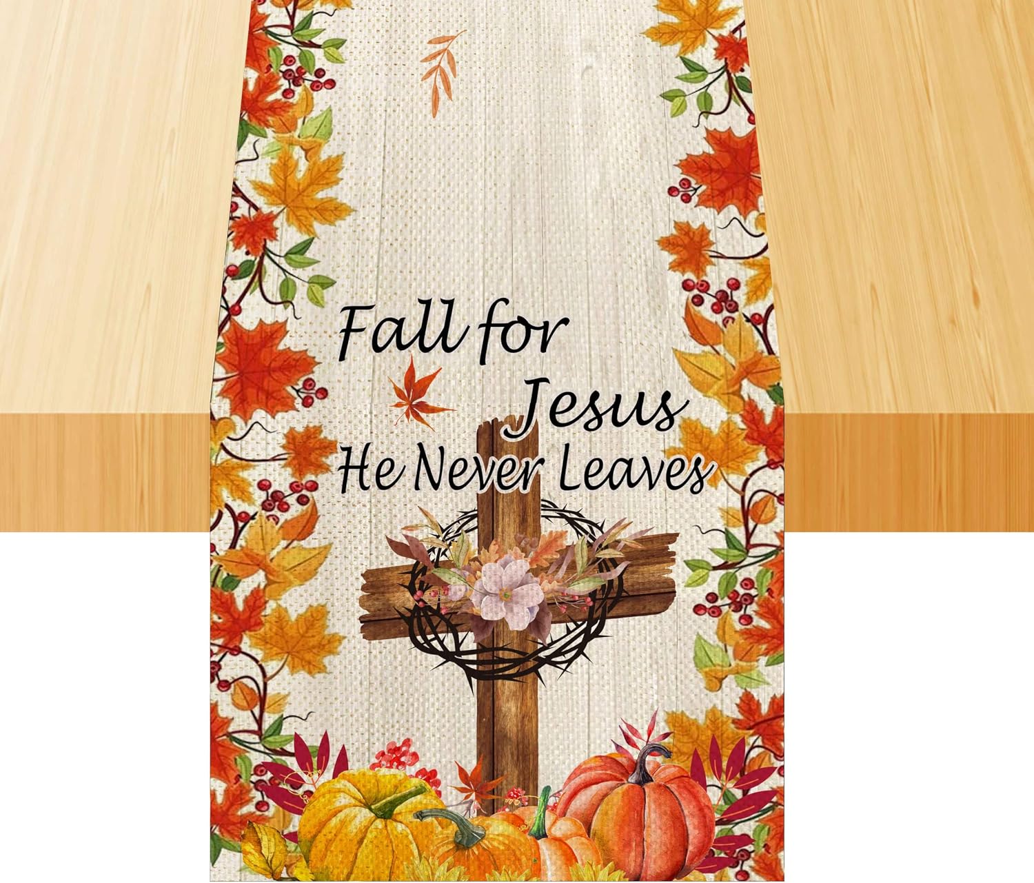 Amazon.com: Fall for Jesus He Never Leaves Table Runner 72 Inches Long ...