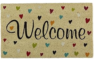 DII Natural Coir Doormat Outdoor Welcome Mat, 17x29, Hearts
